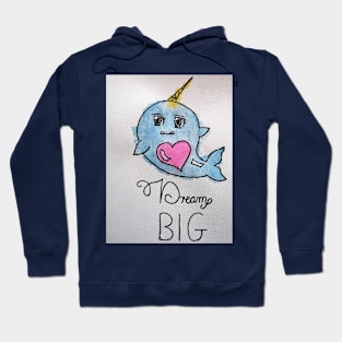 Dream Big Narwhal Watercolor Painting Hoodie